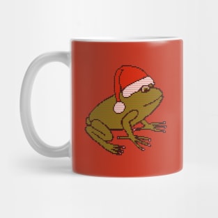 Knitted Frog Wearing Christmas Santa Hat Mug